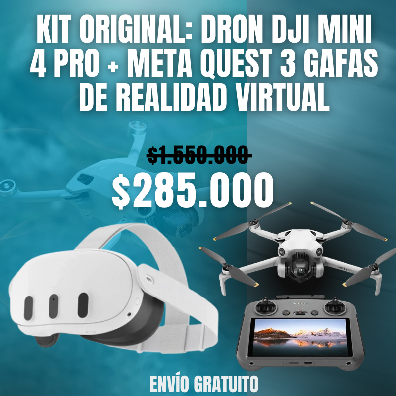 KIT ORIGINAL: DRON DJI MINI 4 PRO + META QUEST 3 GAFAS DE REALIDAD VIRTUAL  | QUEDAN 4 UNIDADES - CIERRE DE LA TIENDA - CONTRA ENTREGA ENVÍO GRATIS