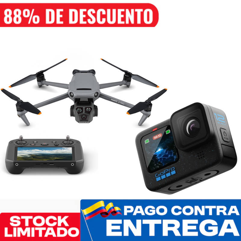 DRON DJI MAVIC 3 PRO PANTALLA 4K + Cámara GoPro 5K + Funda Ultrarresistente de Regalo | QUEDAN 4 UNIDADES - CIERRE DE LA TIENDA - CONTRA ENTREGA ENVÍO GRATIS